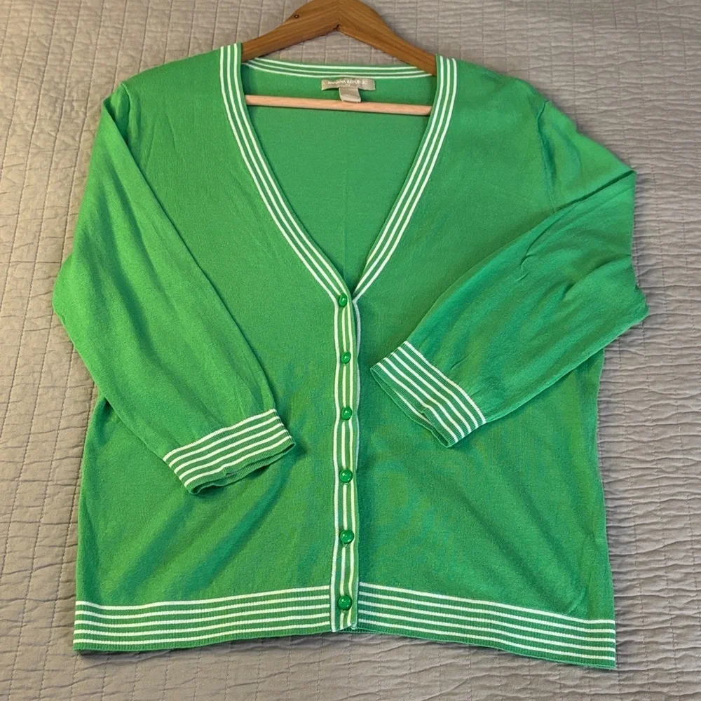 Preppy Chic! Banana Republic Green Tipped Cardigan - Picture 7 of 8